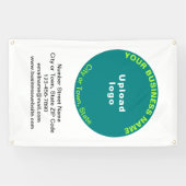 Blauwgroen Green Round Business Brand op Portrait Spandoek (Horizontaal)