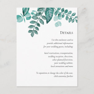 Blauwgroen Greenery Details Wedding Overige inform Informatiekaartje