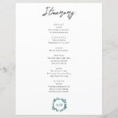 Blauwgroen Greenery Wedding Welcome Letter & Itine (Achterkant)