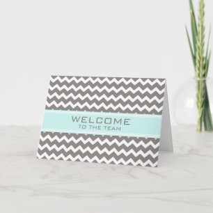 Blauwgroen Grey Chevron-medewerker Welkom bij het Kaart