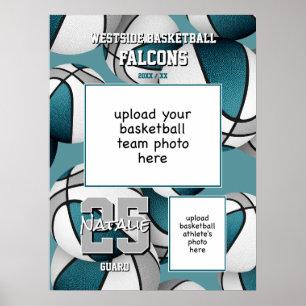 blauwgroen Grijs Basketbal Team Kleuren Team Foto Poster