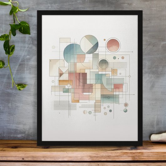 Blauwgroen grijs blauw beige roest rood Abstract k Poster