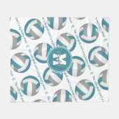 blauwgroen grijs De volleybalrechtbank is mijn gel Fleece Deken (Voorkant (Horizontaal))