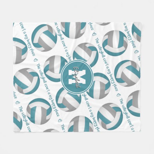 blauwgroen grijs De volleybalrechtbank is mijn gel Fleece Deken (Voorkant (Horizontaal))