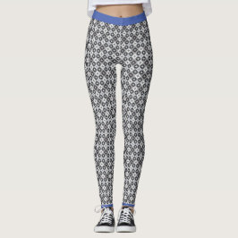 Blauwgroen, Grijs en Wit Patroon Leggings