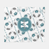 blauwgroen grijs Het voetbalveld is mijn blije ple Fleece Deken (Voorkant (Horizontaal))