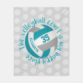 blauwgroen grijs volleybalhof mijn gelukkige plaat fleece deken (Voorkant)