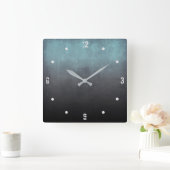 Blauwgroen grijs zwart, modern, robuust, Abstract Vierkante Klok (Huis)