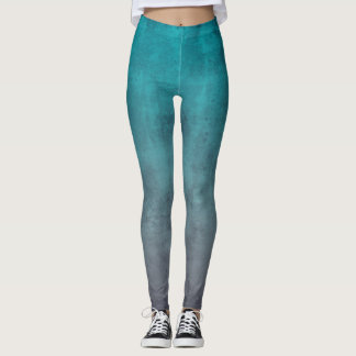 Blauwgroen grijze bijtende ombre leggings