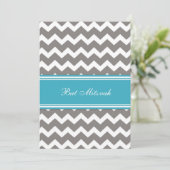 Blauwgroen Grijze Chevron Bat Mitzvah Uitnodiginge Kaart (Staand voorkant)