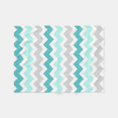 Blauwgroen grijze Chevron Pattern Blanket Fleece Deken (Voorkant (Horizontaal))