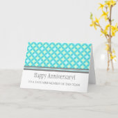 Blauwgroen grijze cirkels Kaart Jubileum werknemer (Gele Bloem)