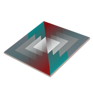 Blauwgroen grijze driehoeken op Bourgogne Tegeltje