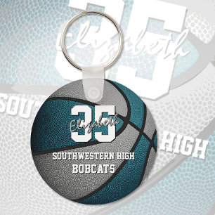 blauwgroen grijze kinder sportcadeaus basketbaltea sleutelhanger