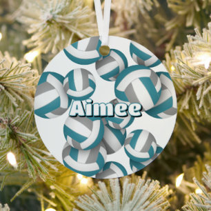 blauwgroen grijze volleyballen w atleet naam keeps metalen ornament