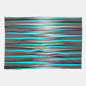 Blauwgroen, grijze, witte en zwarte strepen theedoek (Horizontaal)