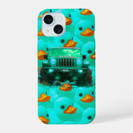 Blauwgroen groen 4x4 duckie kleurrijk hoesje. iPhone 15 hoesje