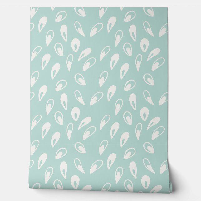 Blauwgroen Groen Abstract Water Drops Pattern Wall Behang (Afrollen)