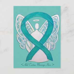 Blauwgroen groen bewustzijn Ribbon Angel - Aangepa Briefkaart