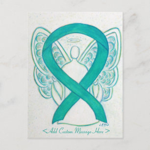 Blauwgroen groen bewustzijn Ribbon Angel - Aangepa Briefkaart