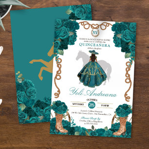 Blauwgroen Groen Blauw Rozen Charro Vestidos Quinc Kaart