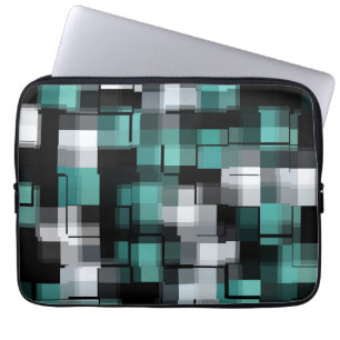 Blauwgroen Groen Blauw Wit Abstract Pset Laptop Sleeve