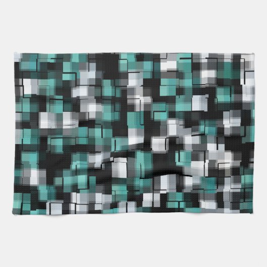 Blauwgroen Groen Blauw Wit Abstract Pset Theedoek (Horizontaal)