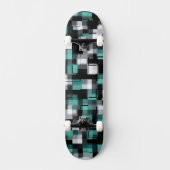 Blauwgroen groen blauw zwart-wit tonrendy speldenp skateboard (Voorkant)