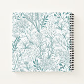 Blauwgroen groen bloemenmonogram notitieboek (Achterkant)