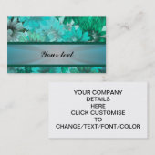 Blauwgroen groen bloempatroon visitekaartje (Voorkant / Achterkant)