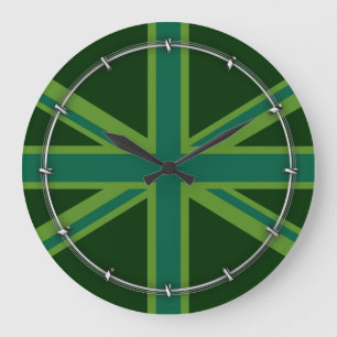 Blauwgroen Groen Brits Union Jack Decor Grote Klok