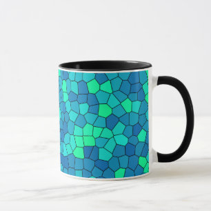 Blauwgroen groen cyaan blauw Glas in lood Mok