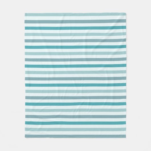 Blauwgroen groen en Mint Stripe Pattern Preppy Fleece Deken (Voorkant)