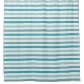 Blauwgroen Groen en Mint Stripes Pattern Douchegordijn (Voorkant)