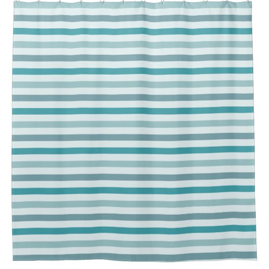 Blauwgroen Groen en Mint Stripes Pattern Douchegordijn (Voorkant)