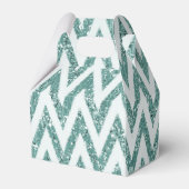 Blauwgroen Groen en Wit Faux Glitter Zigzag Bedankdoosjes (Voorkant Zijde)
