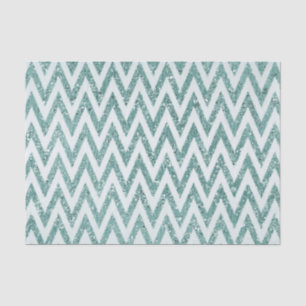 Blauwgroen Groen en Wit Faux Glitter Zigzag Tissuepapier