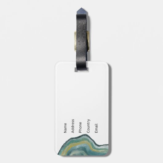 Blauwgroen groen gekleurd marmer Abstracte naam mo Bagagelabel (Achterkant verticaal)