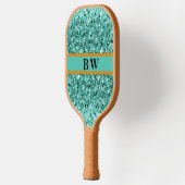Blauwgroen Groen Glitter Aangepaste Naam Monogram  Pickleball Paddle (Links)
