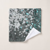 Blauwgroen groen glitter glam #1 (Faux Glitter) #d Bad Handdoek (Wasdoekje)