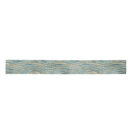 Blauwgroen Groen Glitter Zebra afdrukken  Lint (Voorkant)