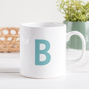Blauwgroen Groen Groot Initiaal Letter Modern Mono Koffiemok