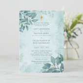 Blauwgroen groen katholiek nuptial mis bruiloft kaart (Staand voorkant)