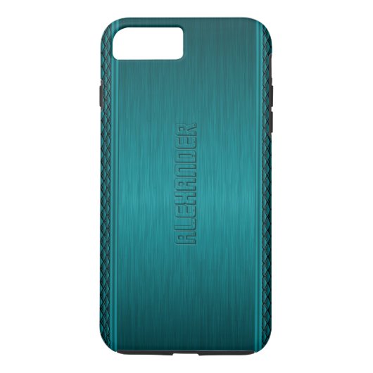 Blauwgroen-groen Metallic geborsteld aluminium loo Case-Mate iPhone Case (Achterkant)