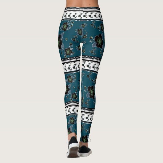 Blauwgroen groen patroon leggings (Achterkant)