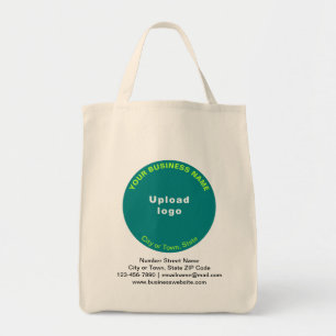 Blauwgroen Groen Ronde Bedrijfs Merk op Grocery Tote Bag