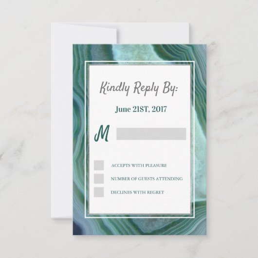 Blauwgroen Groen - Silver Geode Agate RSVP (Voorkant)