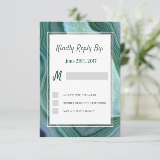 Blauwgroen Groen - Silver Geode Agate RSVP (Staand voorkant)