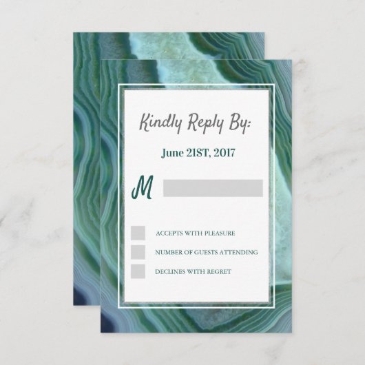 Blauwgroen Groen - Silver Geode Agate RSVP (Voorkant / Achterkant)