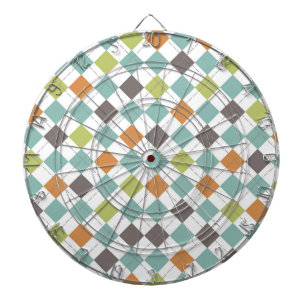 Blauwgroen Groen Sinaasappel Taupe Classic Argyle  Dartbord